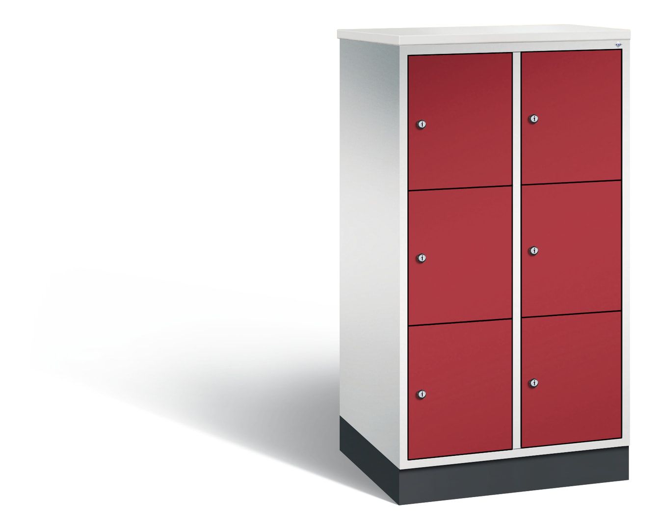 Schließfachschrank, Fächerschrank, 2 Abteile, 6 Fächer, Zylinderschloss, 1.250 x 620 x 500 mm (HxBxT), Korpus Fernblau, Tür anthrazitgrau