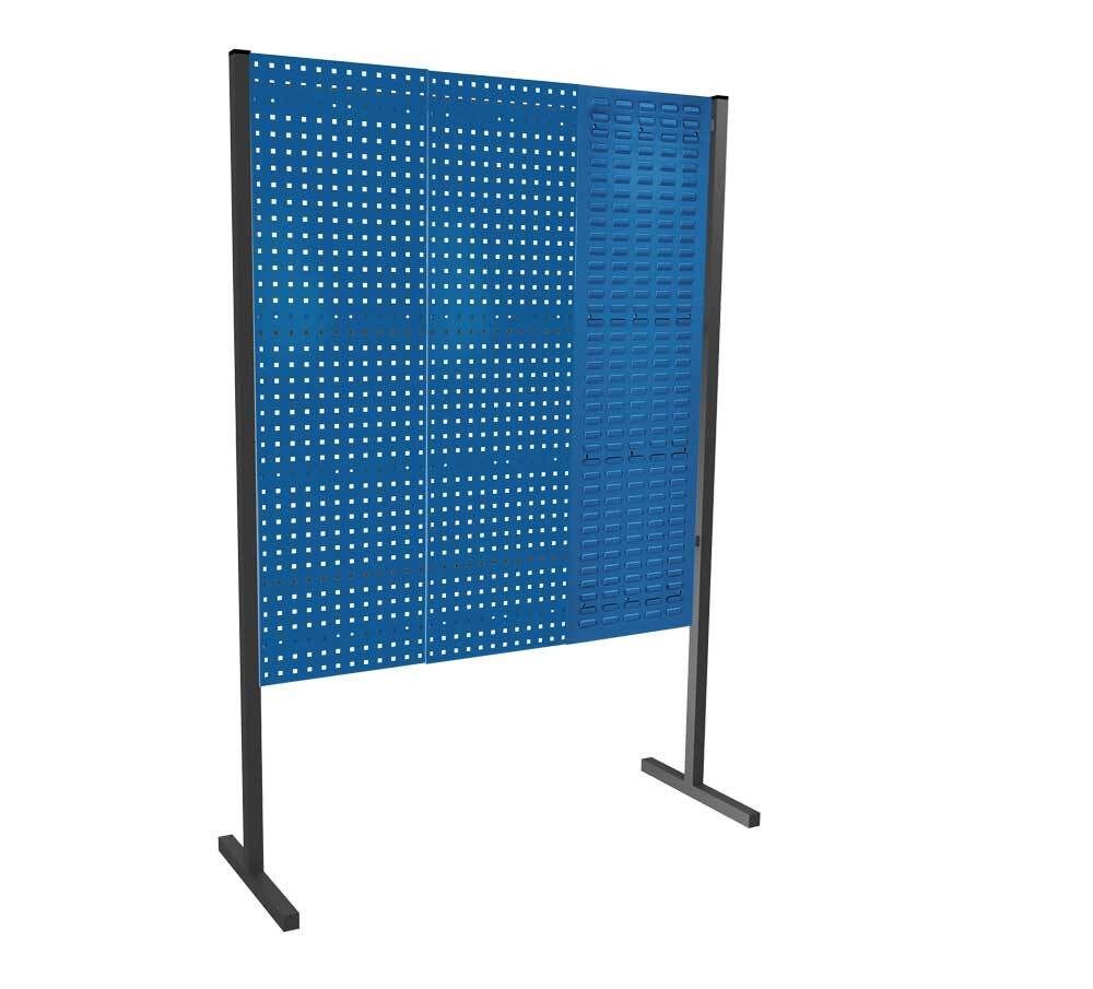 Modulare Trennwand, Werkzeugwand, Einzelfeld, 1 Loch- u. 1 Schlitzplatten, Plattenhöhe 1.500 mm, 2.000 x 1.000 mm (HxB), Anthrazit