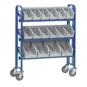 Fetra - Etagenwagen für 16 Sichtlagerkästen - 1.205 x 362 x 1.050 mm - Montagewagen