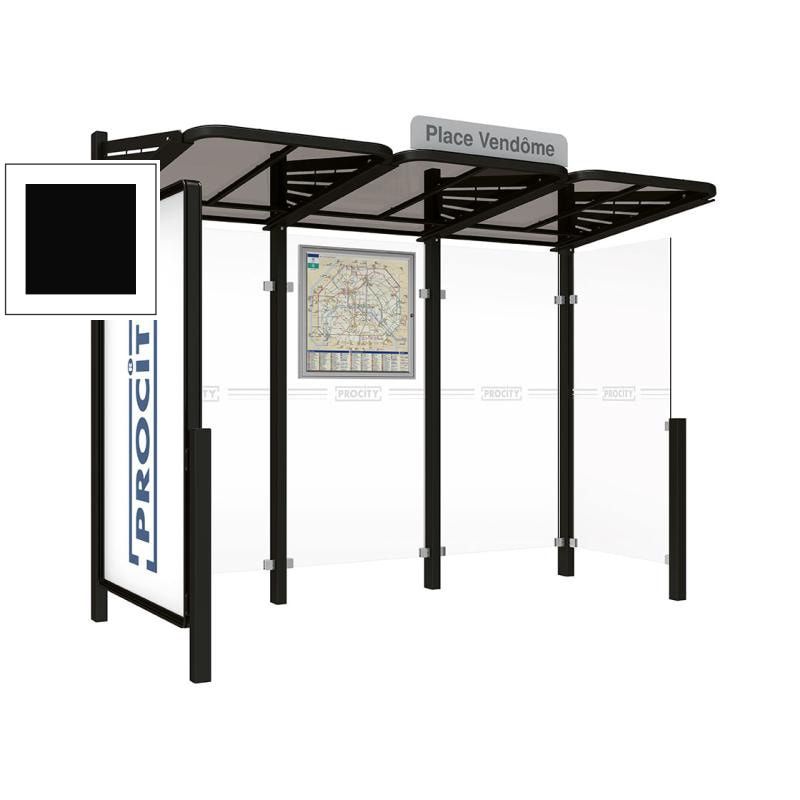 Buswartehalle - Unterstand - Fahrplankasten - Haltestellenschild - Schaukasten - Seitenwand - 2.200 x 3.000 x 1.500 mm (HxBxT) - Farbe enzianblau
