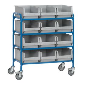 Fetra - Etagenwagen für 12 Sichtlagerkästen - Ladefläche 470 x 940 mm (BxT)