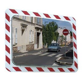 Verkehrsspiegel, Beobachtungsspiegel, Anti-Frost/Anti-Beschlag Funktion, rechteckig, Blickfangrand, Edelstahl Spiegelfläche, 600 x 800 mm (HxB)