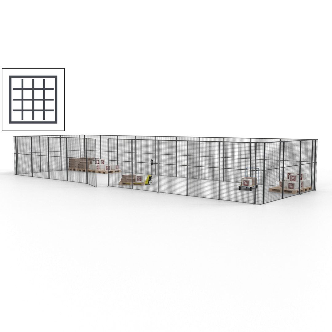 Maschinen Schutzgitter - Hallentrennwand - Sicherheitszaun - Tür - 39 m - 2.200 x 15.400 x 4.900 mm (HxBxT) - enzianblau