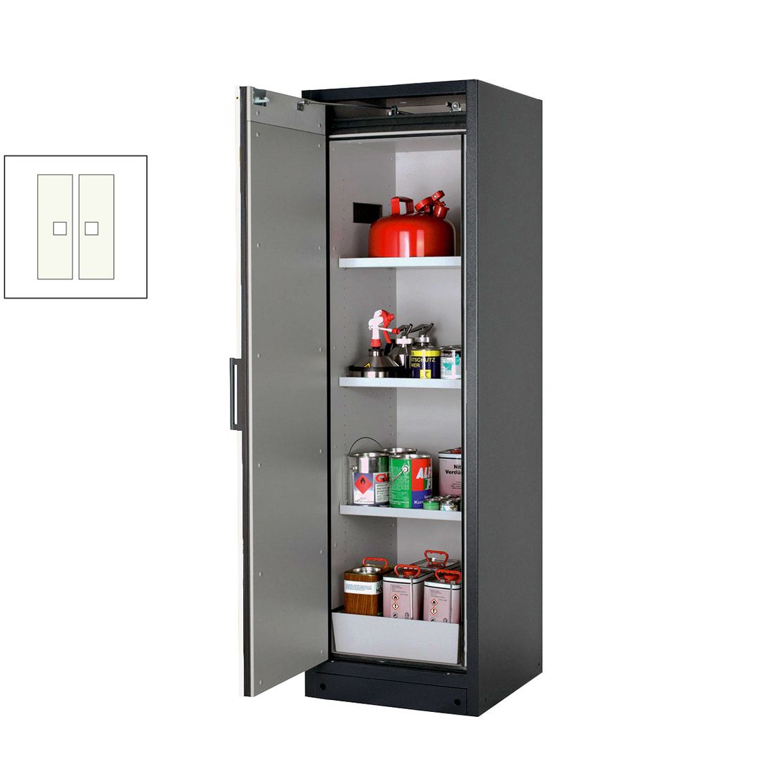 Gefahrstoffschrank - 1.953x599x615 mm - 2 Fachböden - Edelstahl-Einrichtung - Türanschlag Links - Front enzianblau