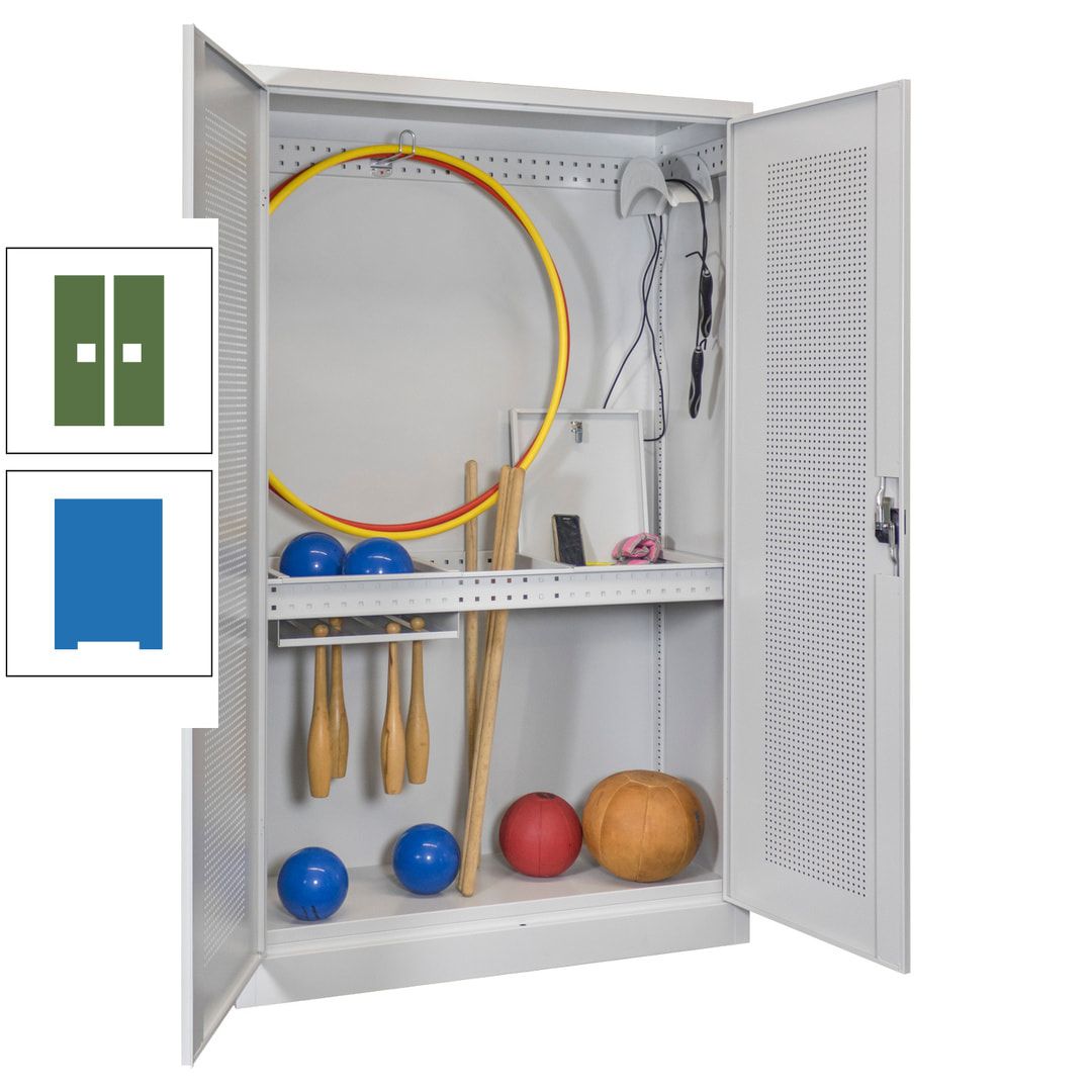 Sportschrank - Lochfeldtüren - Variante 1 - 1.950x1.200x500 mm (HxBxT) - anthrazitgrau