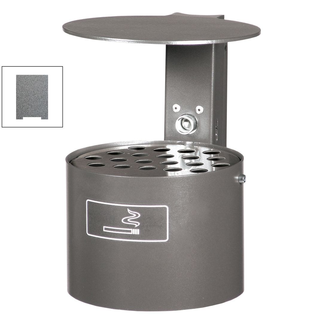 Rundascher - 4 l - mit Haube - Wand- o. Pfostenmontage - Aschenbecher - anthrazitgrau