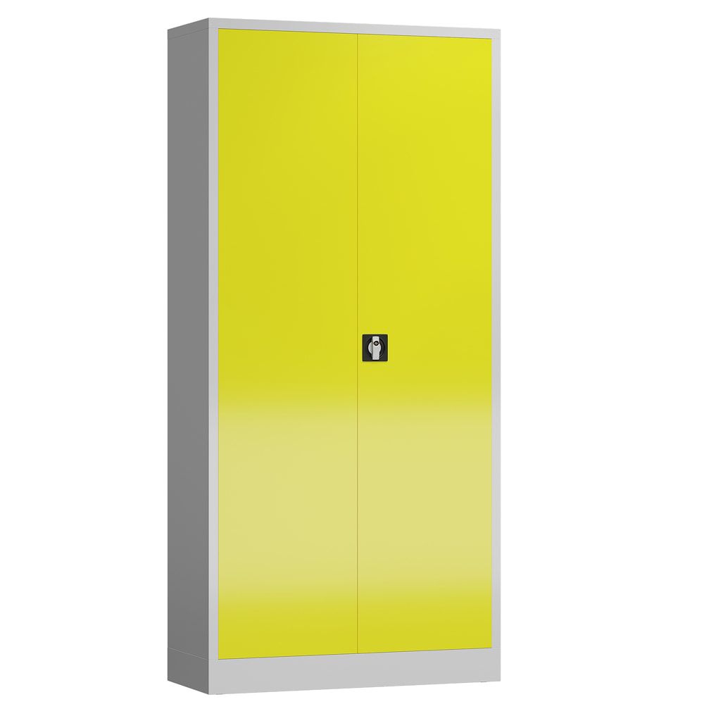 Aktenschrank, Büroschrank, abschließbar, Flügeltüren, 4 Fachböden, 1.945 x 920 x 500 mm (HxBxT), Stahl, Korpus und Türen lichtgrau