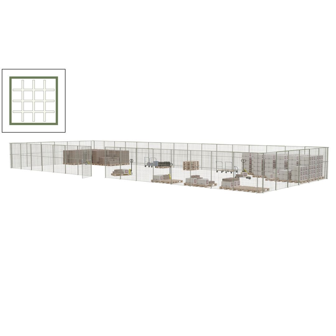 Maschinen Schutzgitter - Hallentrennwand - Sicherheitszaun - Tür - 66 m - 2.200 x 24.400 x 9.400 mm (HxBxT) - enzianblau