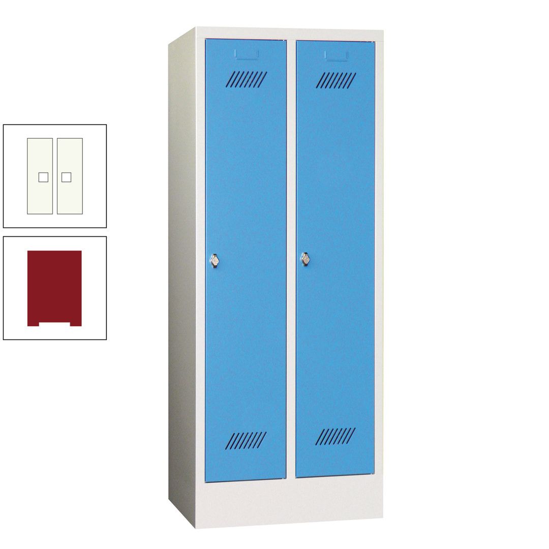 Spindschrank f. Schulen - mit Sockel - Höhe 1.600 mm - 2 Abteile a 300 mm - Drehriegel - anthrazitgrau