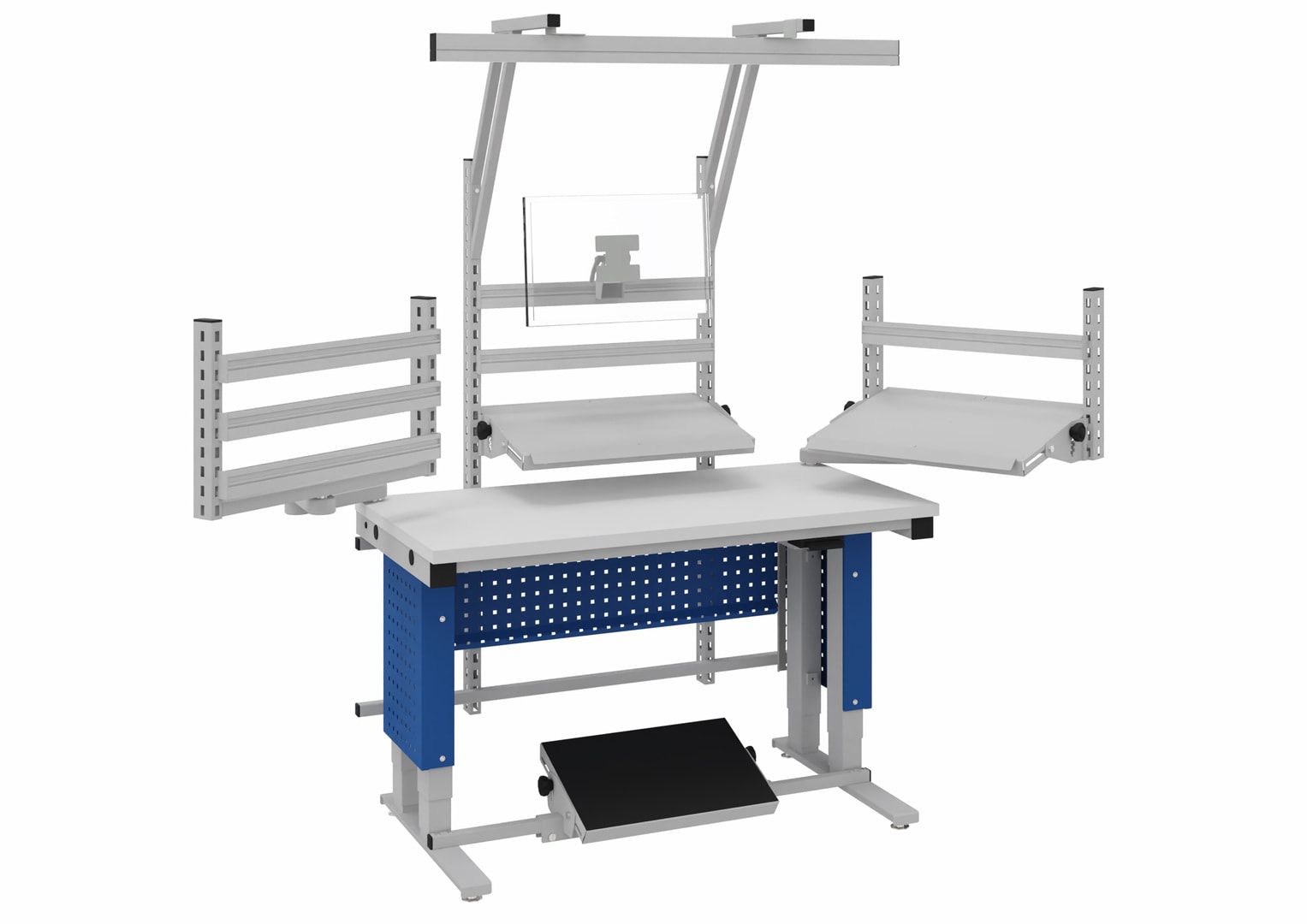 OTTOKIND Systemtisch, elektrisch höhenverstellbar 730 - 1.230 mm, 1.280 x 700 mm (BxT), Tragkraft 500 kg, ESD leitfähig, LED-Beleuchtung