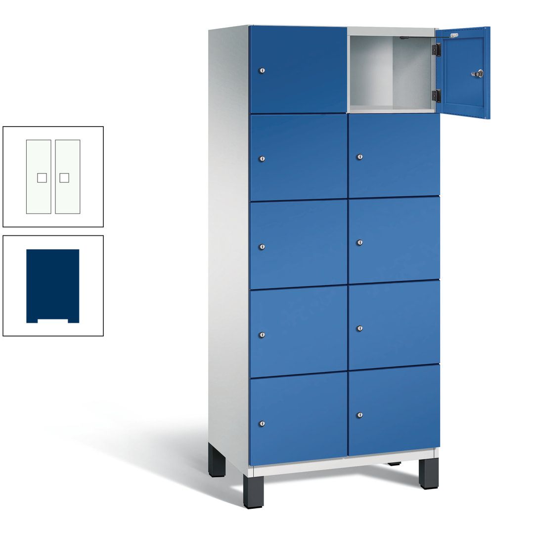 Fächerschrank, Stahlschrank, 10 Fächer, Türöffnungsbegrenzer, Füße, 1.980 x 800 x 525 mm (HxBxT), Korpus anthrazitgrau, Front anthrazitgrau