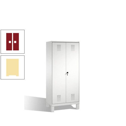 Doppel-Spind, Doppeltüren, Garderobenschrank mit Füßen, 2 Abteile a 400 mm, Korpus anthrazitgrau, Tür anthrazitgrau, 1.850 x 800 x 500 mm (HxBxT)