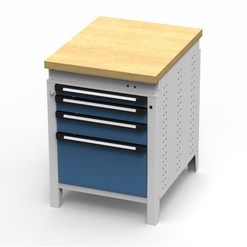 OTTOKIND Werkbank - Arbeitsplatte bündig - 850 x 605 x 750 mm (HxBxT) - 4 Schubladen - 60:1 / 90:1 / 120:1 / 300:1 - lichtgrau / anthrazitgrau
