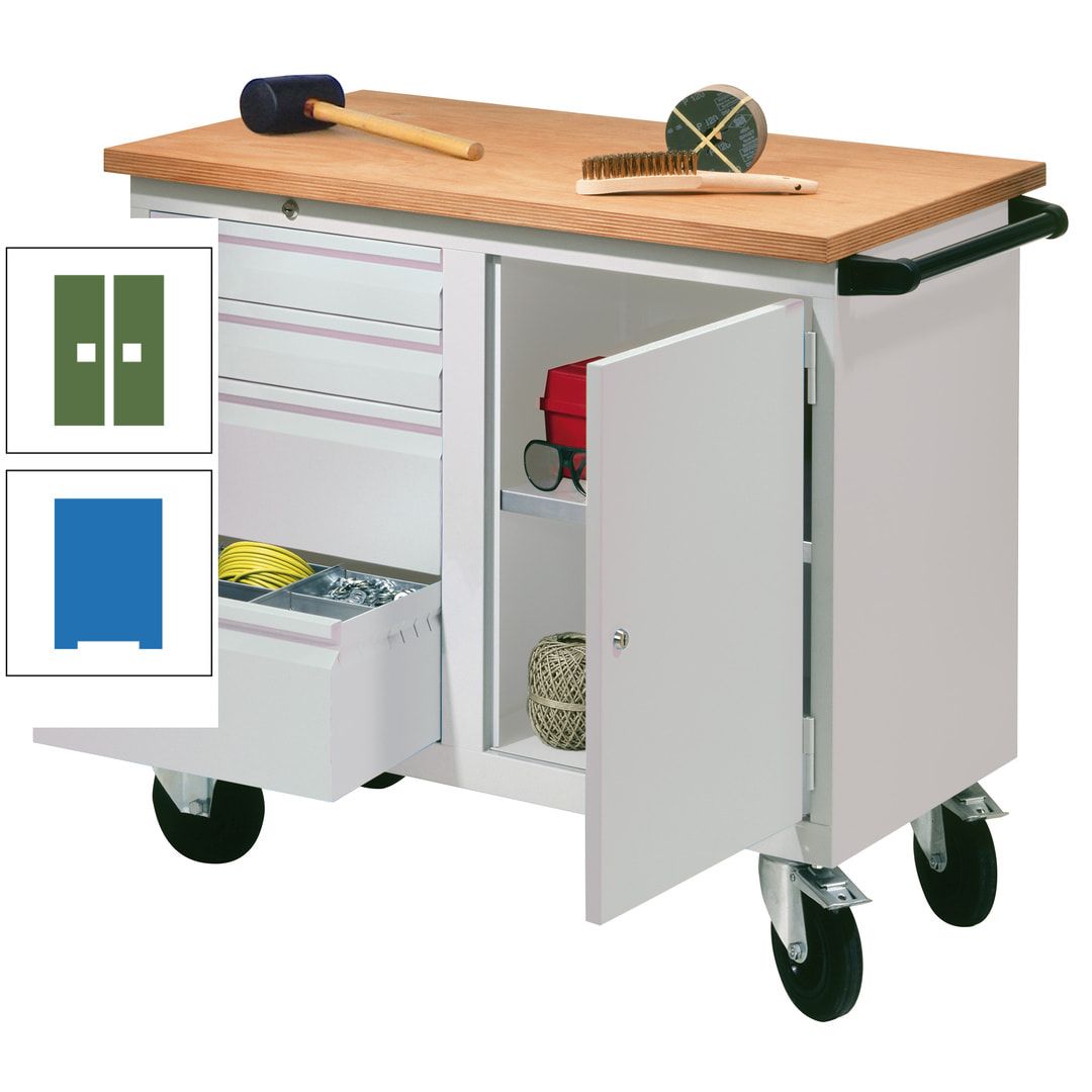 Mobile Werkbank - Werkstattwagen - 915 x 1.090 x 600 mm - 4 Schubladen und Schrankfach - anthrazitgrau