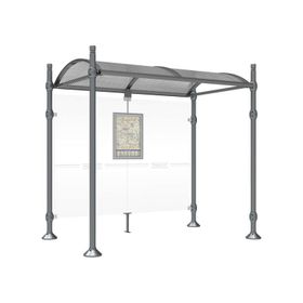 Buswartehalle, Unterstand, 2.500 x 1.600 mm (HxT), Breite und Kopfmodell wählbar, ESG, Fahrplanschaukasten, Farbe wählbar