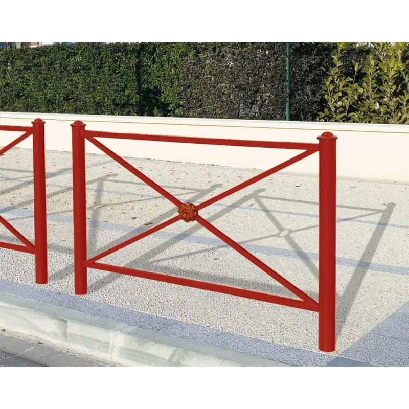 Geländer Kreuz und Kreis - 1.000 x 1.072 mm - Pfosten mit Helmkopf - Farbe enzianblau - Außengeländer Systemgeländer