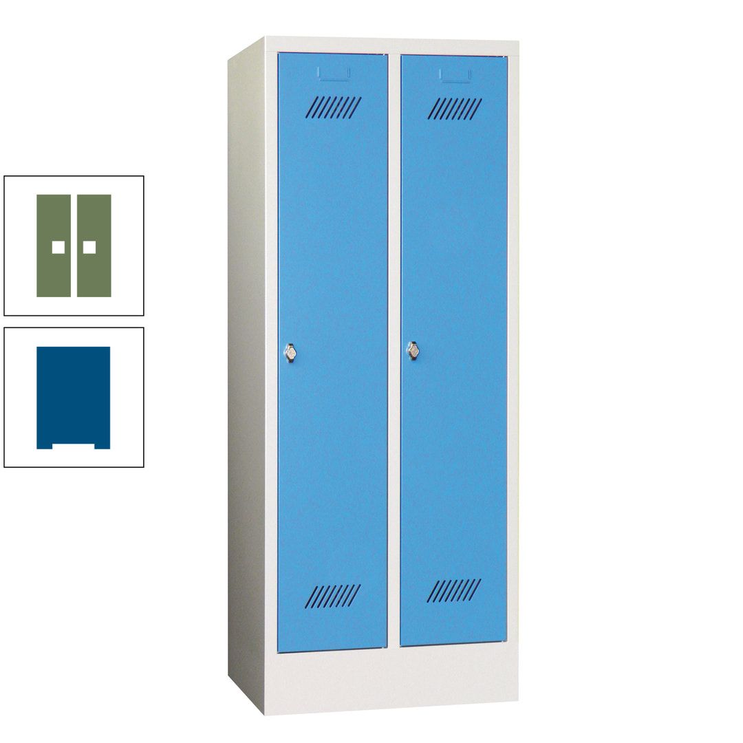 Spindschrank f. Schulen - mit Sockel - Höhe 1.600 mm - 2 Abteile a 300 mm - Drehriegel - anthrazitgrau