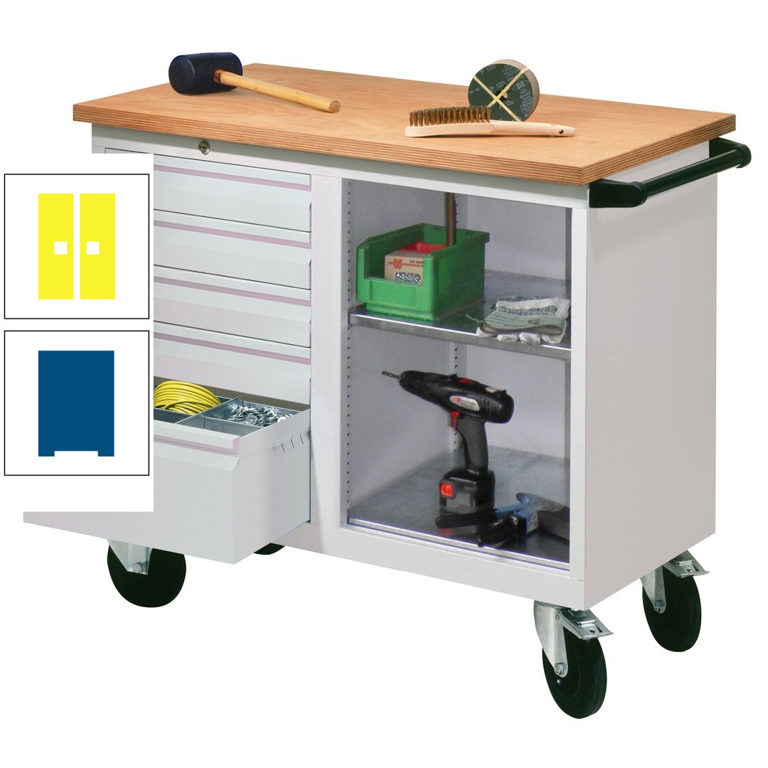 Mobile Werkbank - Werkstattwagen - 915 x 1.090 x 600 mm - 5 Schubladen und Ablagefach - anthrazitgrau