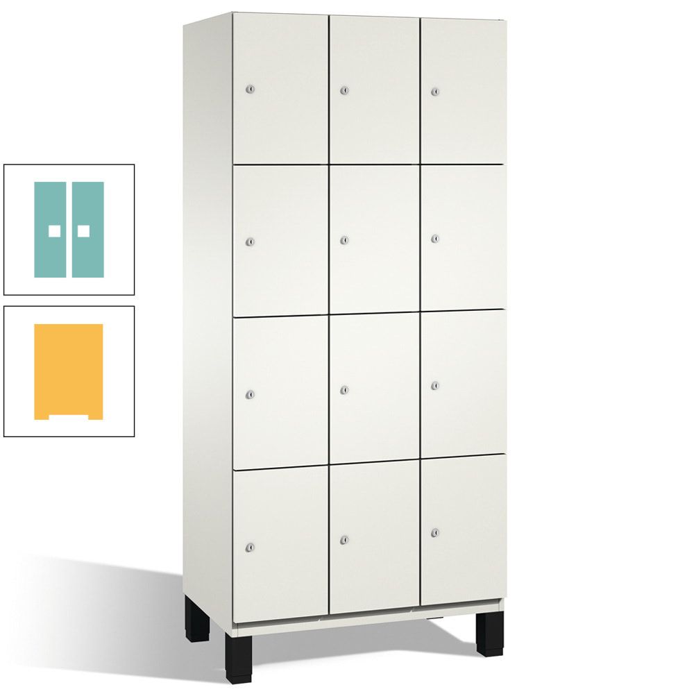 Fächerschrank, Stahlschrank, 12 Fächer, Türöffnungsbegrenzer, mit Füßen, Korpus lichtgrau, Tür anthrazitgrau, 1.980 x 900 x 525 mm (HxBxT)