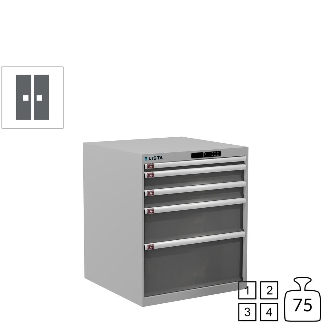 Lista Schubladenschrank - 14.411.010 - 850x717x725 mm (HxBxT) - 5 Schubladen - 75 kg - Key Lock - lichtblau (RAL 5012)