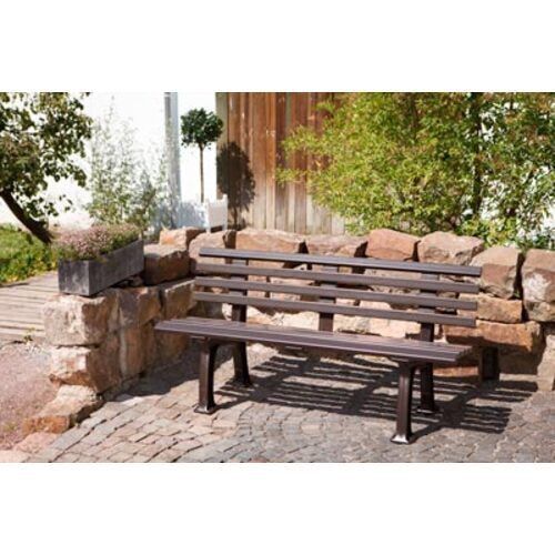 Parkbank, Gartenbank, Kunststoff Sitzleisten, mit Rückenlehne, 740 x 1500 x 540 mm (HxBxT), Farbe blau