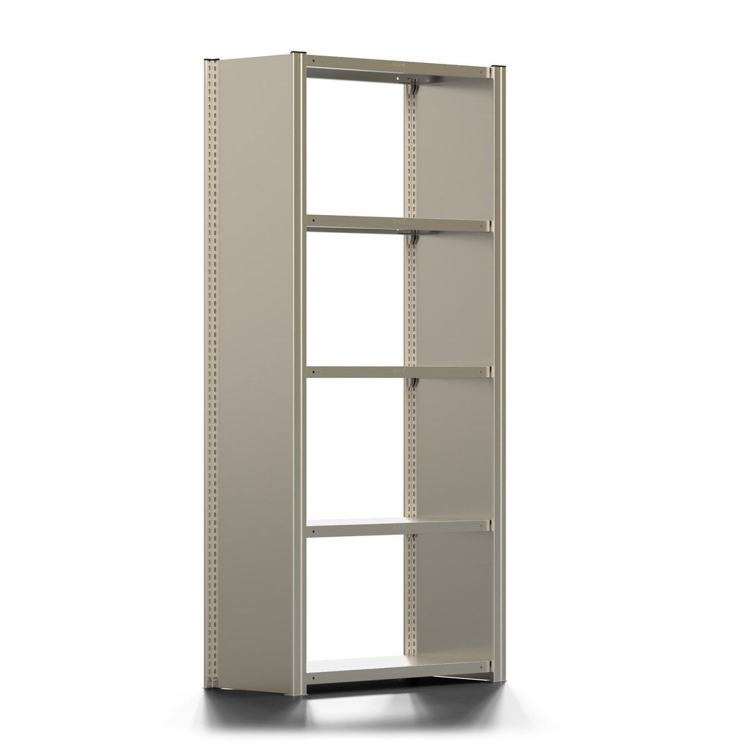 Fachbodenregal mit Seitenwand - 350 kg - 2.000 x 875 x 400 mm (HxBxT) - Anbauregal - 5 Böden - verzinkt - Lagerregal - Steckregal - BERT