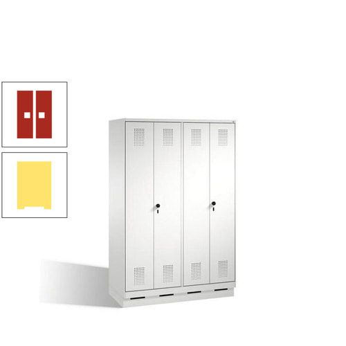 Doppel-Spind, Doppeltüren, Garderobenschrank mit Sockel, 4 Abteile a 300 mm, Korpus anthrazitgrau, Tür anthrazitgrau, 1.800 x 1.200 x 500 mm (HxBxT)