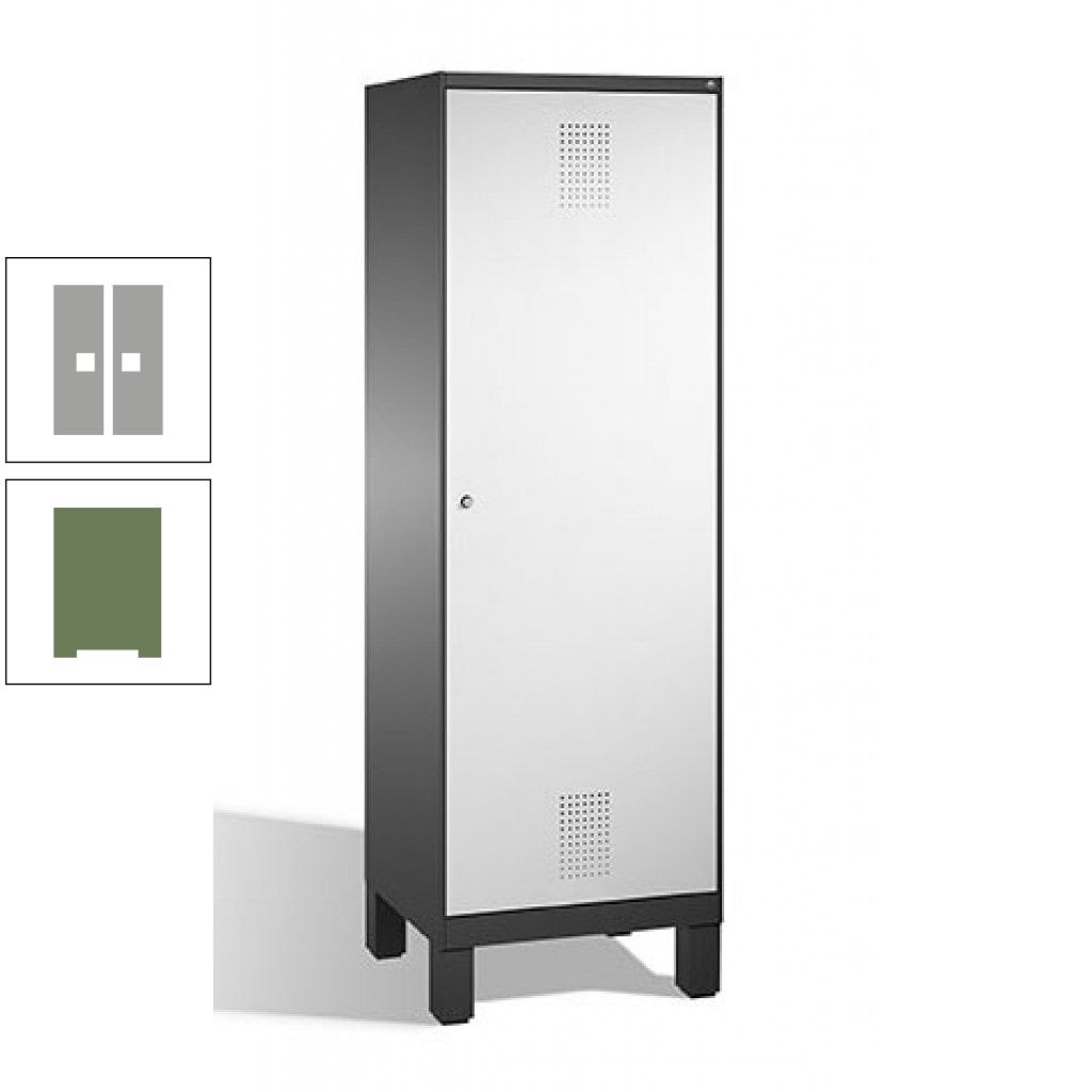 Doppel-Spind, Garderobenschrank, 1 Tür für 2 Abteile a 300 mm, Korpus anthrazitgrau, Türen anthrazitgrau, 1.850 x 600 x 500 mm (HxBxT)