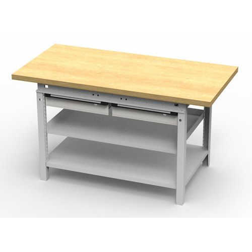 OTTOKIND Werkbank - bündige Arbeitsplatte - 850 x 1.150 x 750 mm (HxBxT) - 2 Schubladen - 2 Ablageböden - lichtgrau
