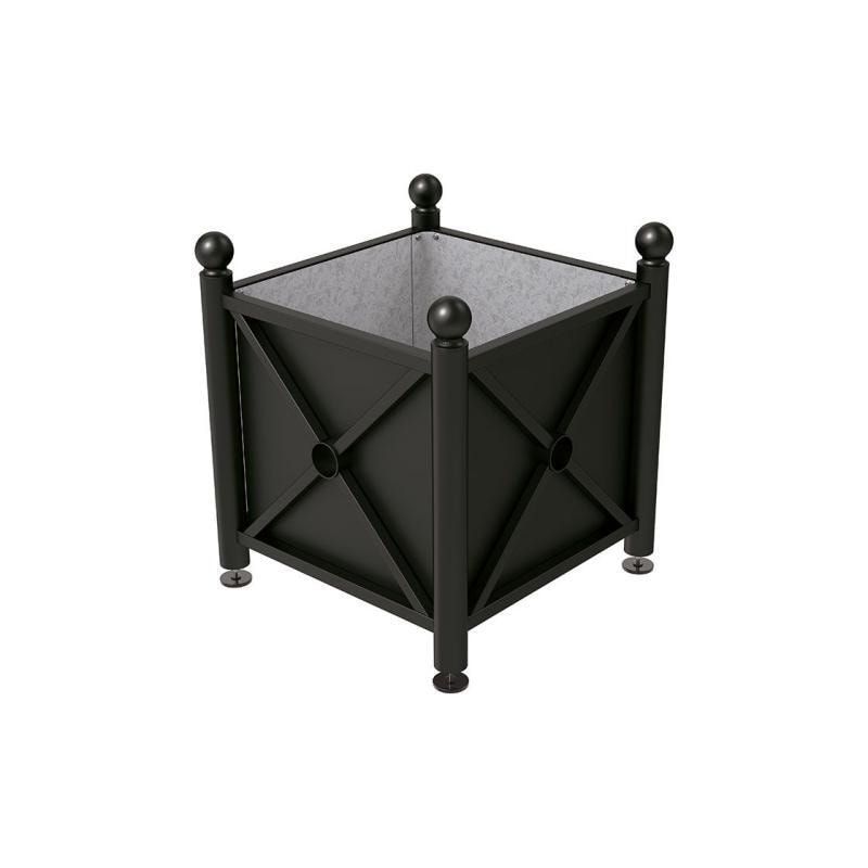 Pflanzbehälter, Stahlblech feuerverzinkt, verstellbare Füße, Innenfach feuerverzinkt, Kopf Agora, 750 x 800 x 800 mm (HxBxT), enzianblau