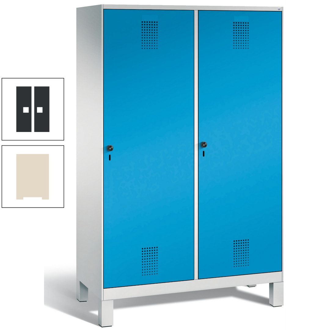 Doppel-Spind, Garderobenschrank, 2 Türen für 4 Abteile a 300 mm, Korpus anthrazitgrau, Türen anthrazitgrau, 1.850 x 1.200 x 500 mm (HxBxT)