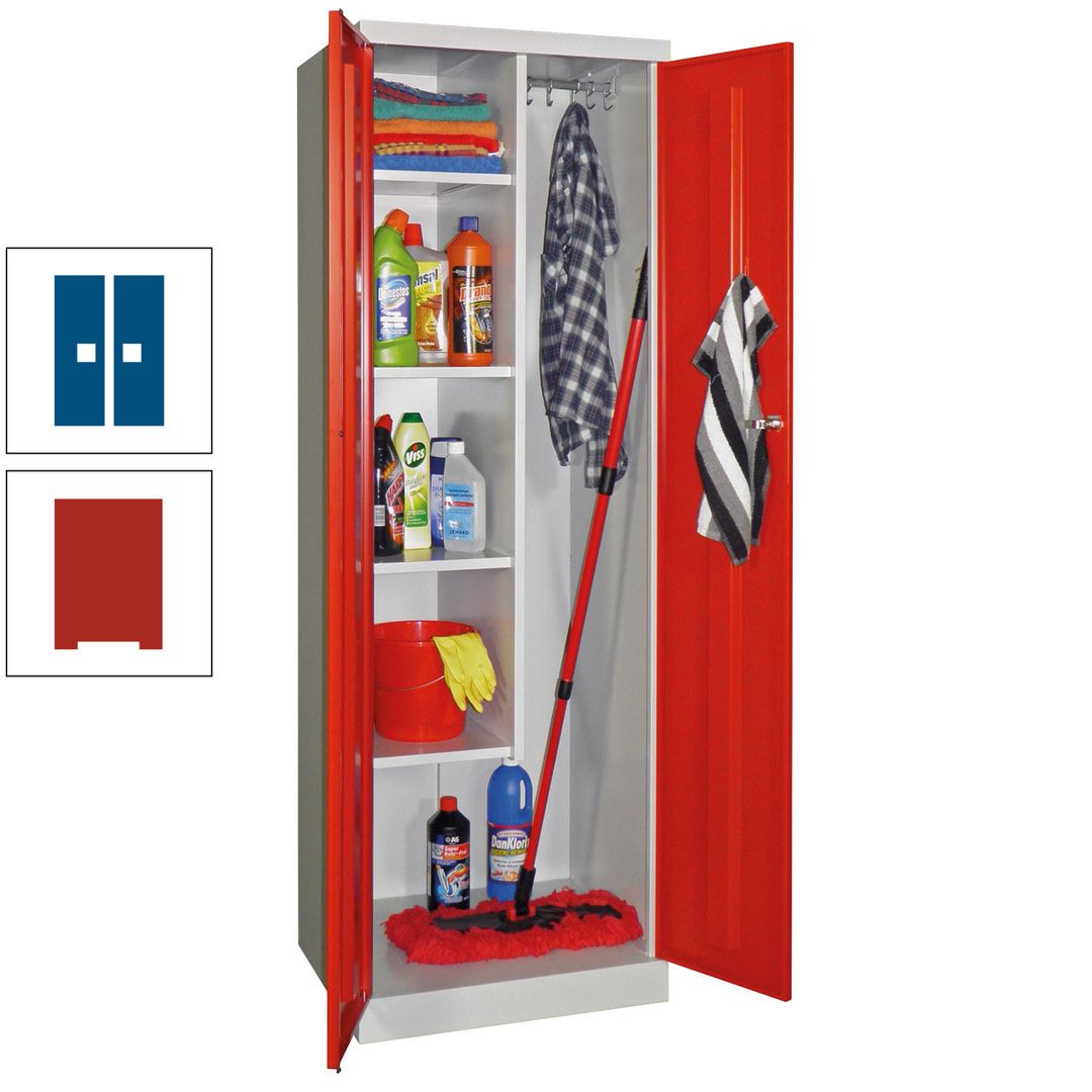 Putzschrank mit Sockel - 1 Abteil mit Trennwand - 1.800x600x500 mm (HxBxT) - Zylinderschloss - anthrazitgrau