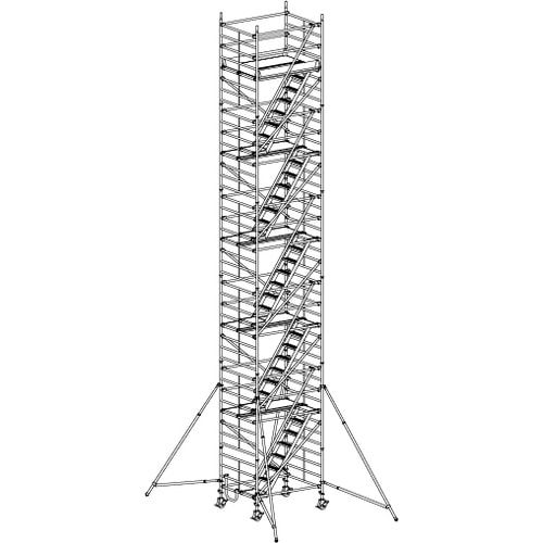 Treppen-Fahrgerüst mit Ausleger und großer Arbeitsbühne - 11.640 x 2.950 x 1.500 mm (HxBxT) - Hymer