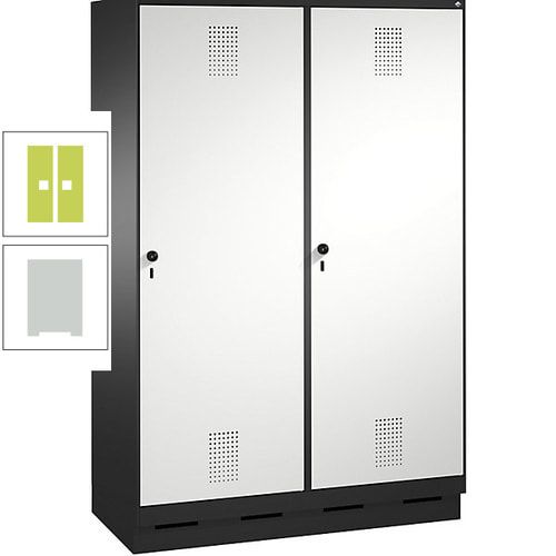Doppel-Spind, Garderobenschrank, 2 Türen für 4 Abteile a 300 mm, Korpus anthrazitgrau, Türen anthrazitgrau, 1.800 x 1.200 x 500 mm (HxBxT)