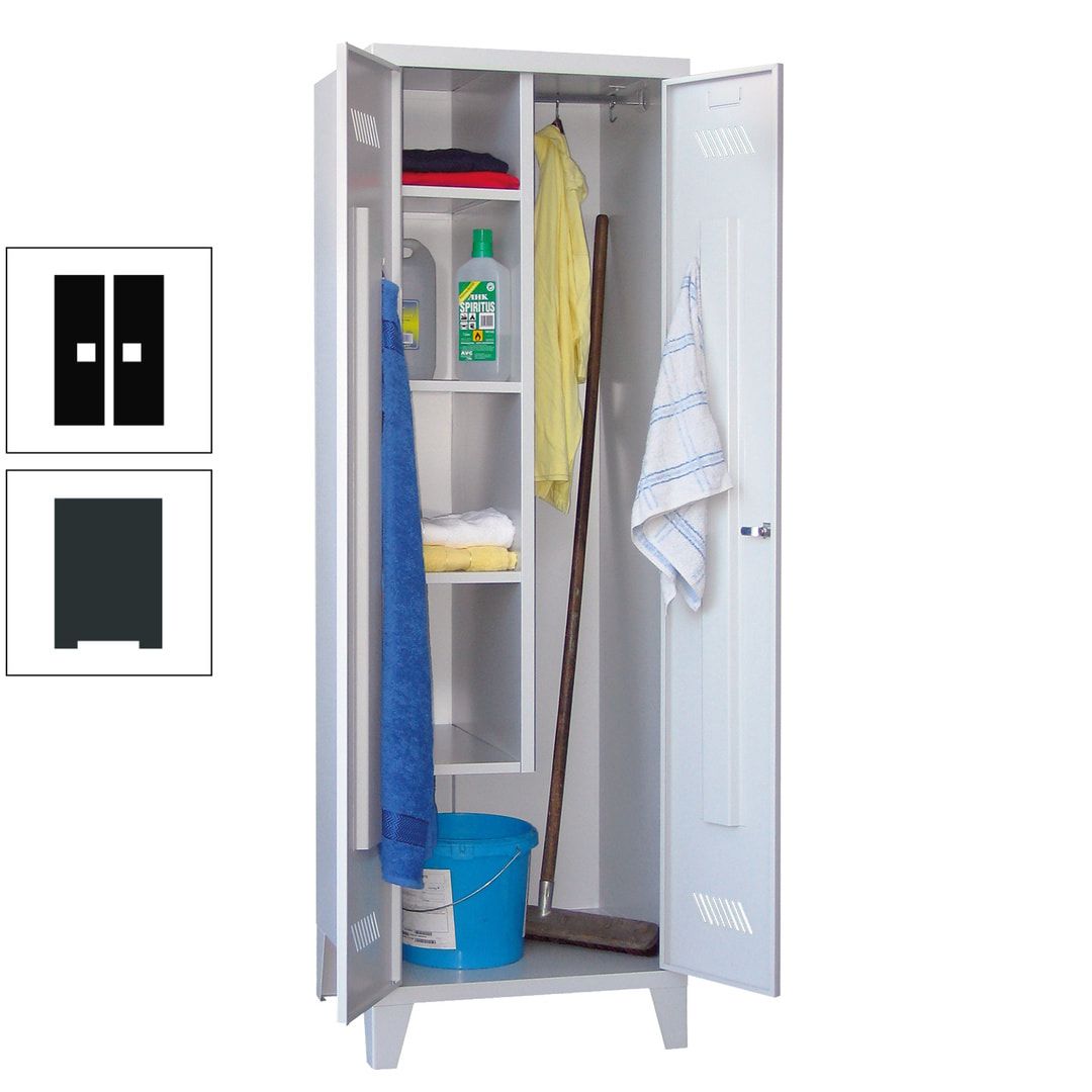 Putzschrank mit Füßen - 1 Abteil mit Trennwand - 1.850x600x500 mm (HxBxT) - Drehriegel - anthrazitgrau