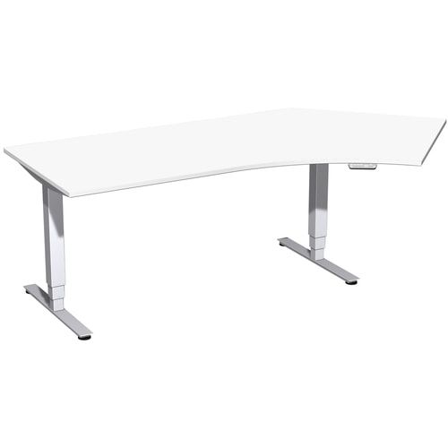 Winkelschreibtisch, Winkel rechts, Elektro Pro+, elektronisch höhenverstellbar, 625-1.285 x 2.166 x 1.130 mm (HxBxT), Gestell silber, Dekor Ahorn
