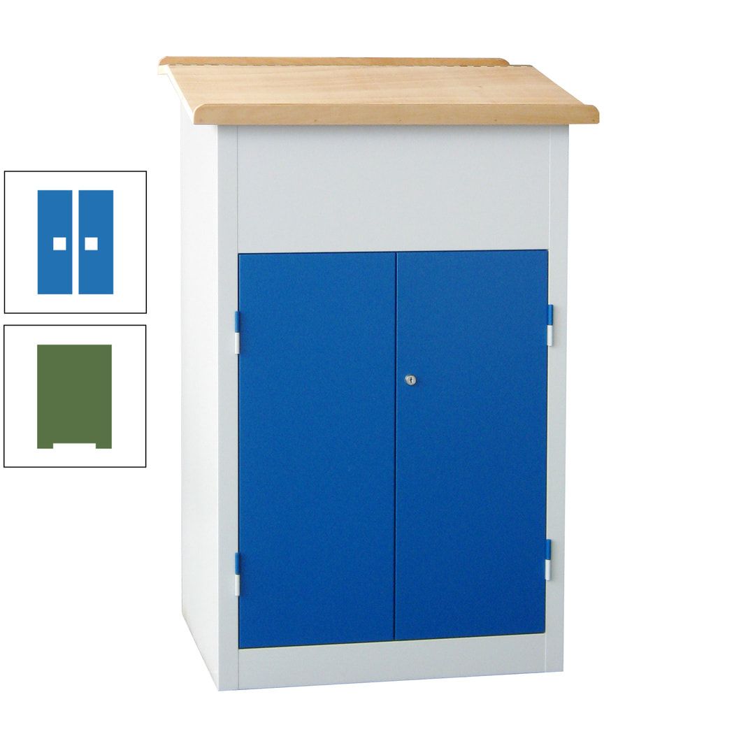 Stehpult mit Schrank - Vollblechtür - Zylinderschloss - 2 Böden - 1.200 x 700 x 600 mm (HxBxT) - anthrazitgrau