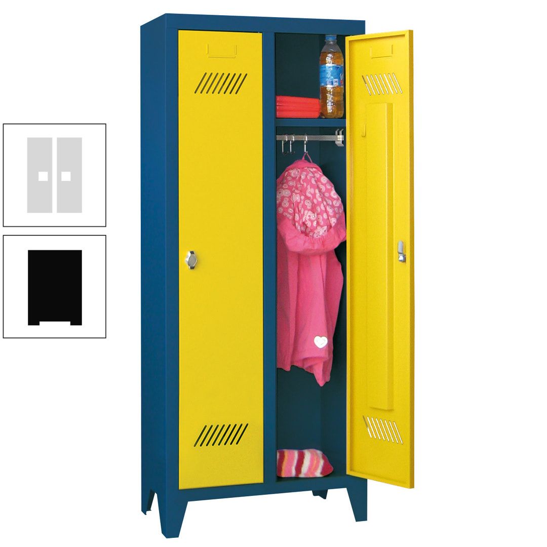 Spindschrank f. Kindergärten - mit Füßen - Höhe 1.300 mm - 2 Abteile a 250 mm - Zylinderschloss - anthrazitgrau